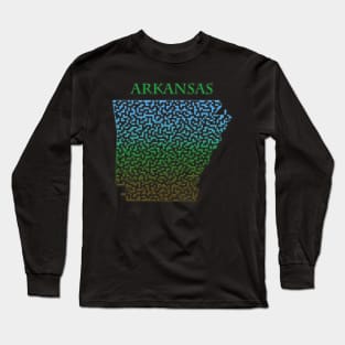 Arkansas State Outline Colorful Maze & Labyrinth Long Sleeve T-Shirt